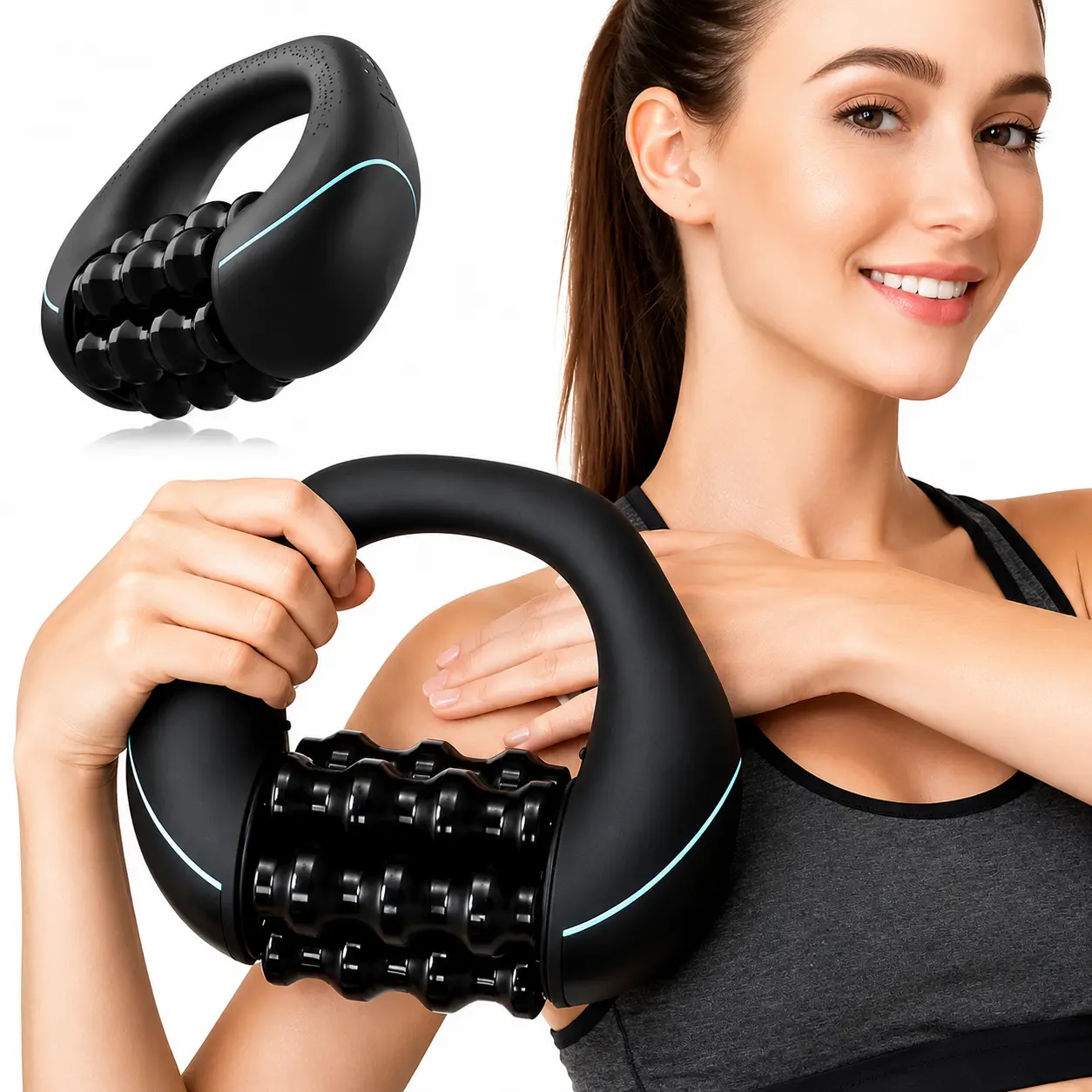 Cordless Rolling Massager, Handheld Electric Body Massager, 3 Speeds, USB Rechargeable Electric Massager for Back, Shoulder, Legs, Electric Roller, USB Rechargeable Massagers