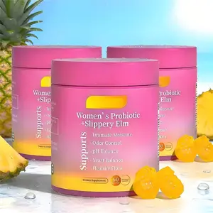 Her Juicy Pineapple Probiotic Gummies for Feminine Balance, with Prebiotics for Gut Health, Lactobacillus for Vaginal Flora Support, Slippery Elm for Comfort, 60 Count Daily Supplement