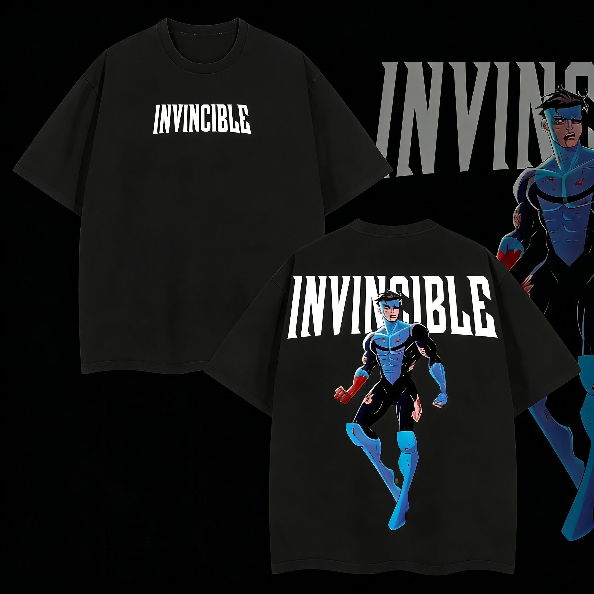 valentine shirts Superstyle Limited Blue Blood Mark Grayson Invincible War Comic Double Printed Oversize Lightweight Acid Washed Tee TV Series Graphic Tee T-Shirt