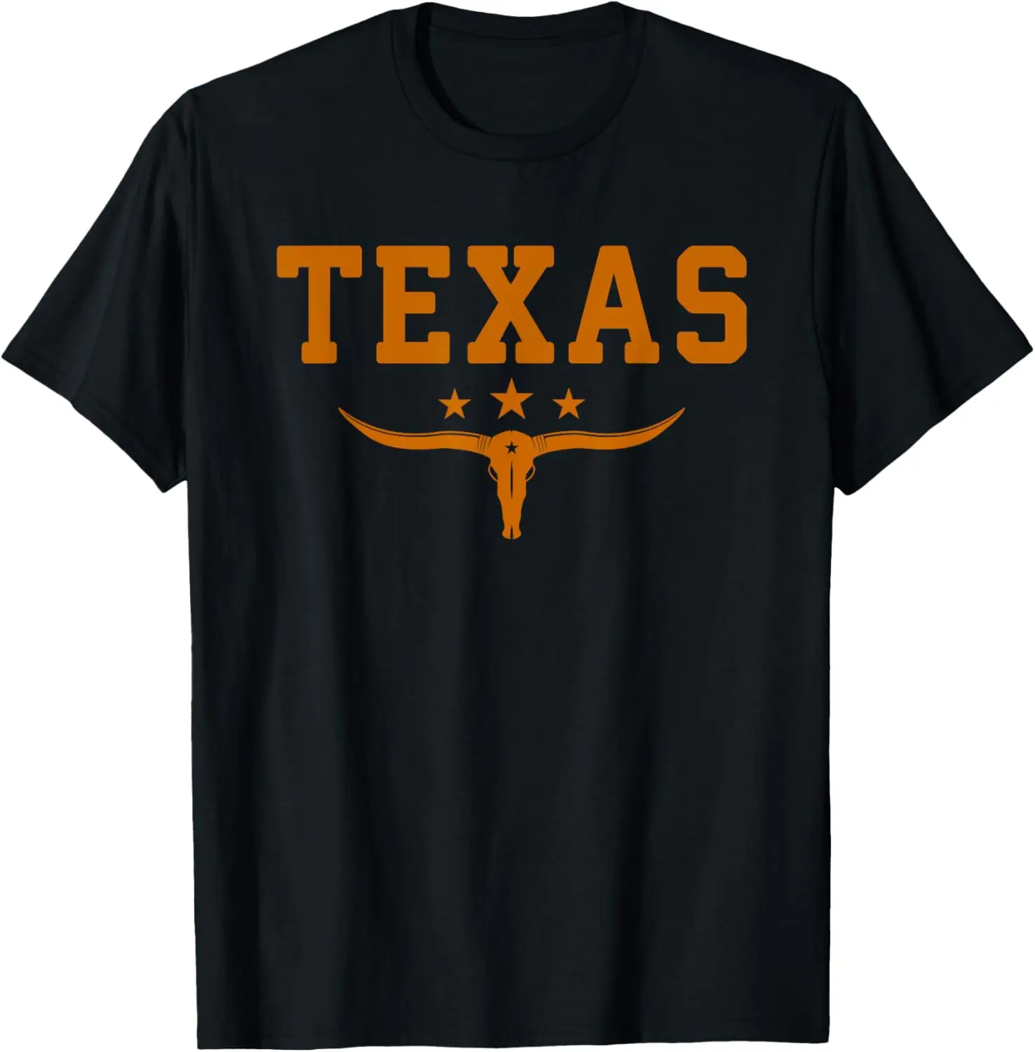 Distressed Texas Apparel Retro Longhorn Bull Summer Casual Shortsleeve Cotton T-Shirt