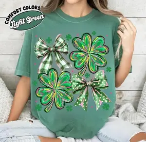 Comfort Colors® Preppy St. Patricks Day Shamrock shirt, Coquette Patricks Day shirt, Lucky shirt, Coquette, Pink Patricks Day shirt, Green