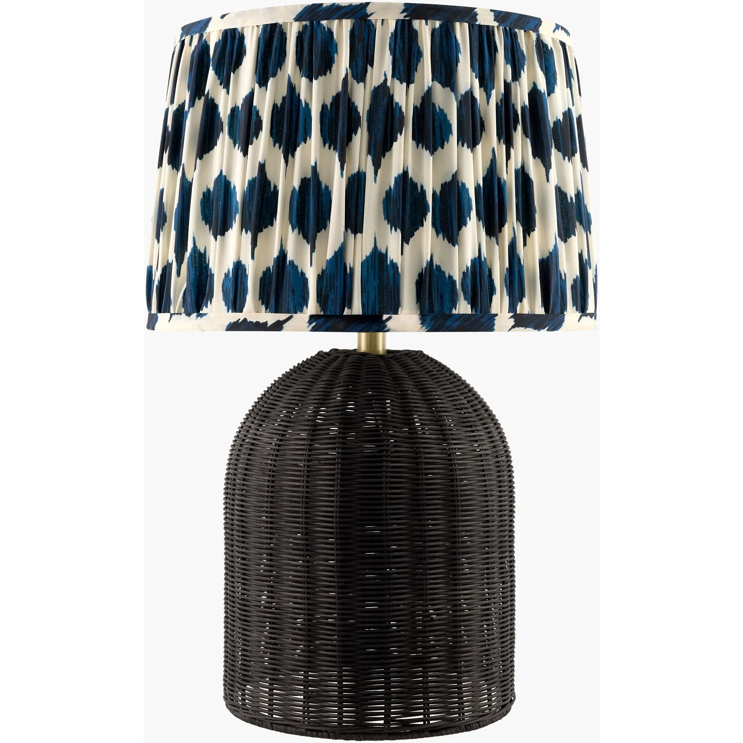 Deep Aqua Blue Bohemian Table Lamp with global details for bedside or console tables