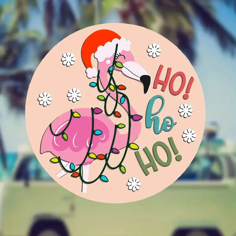 Flamingo Christmas Vinyl Stickers - Durable, Matte Surface Suitable for Cars, Laptops, and Water Bottles | Sunscreen and Waterproof