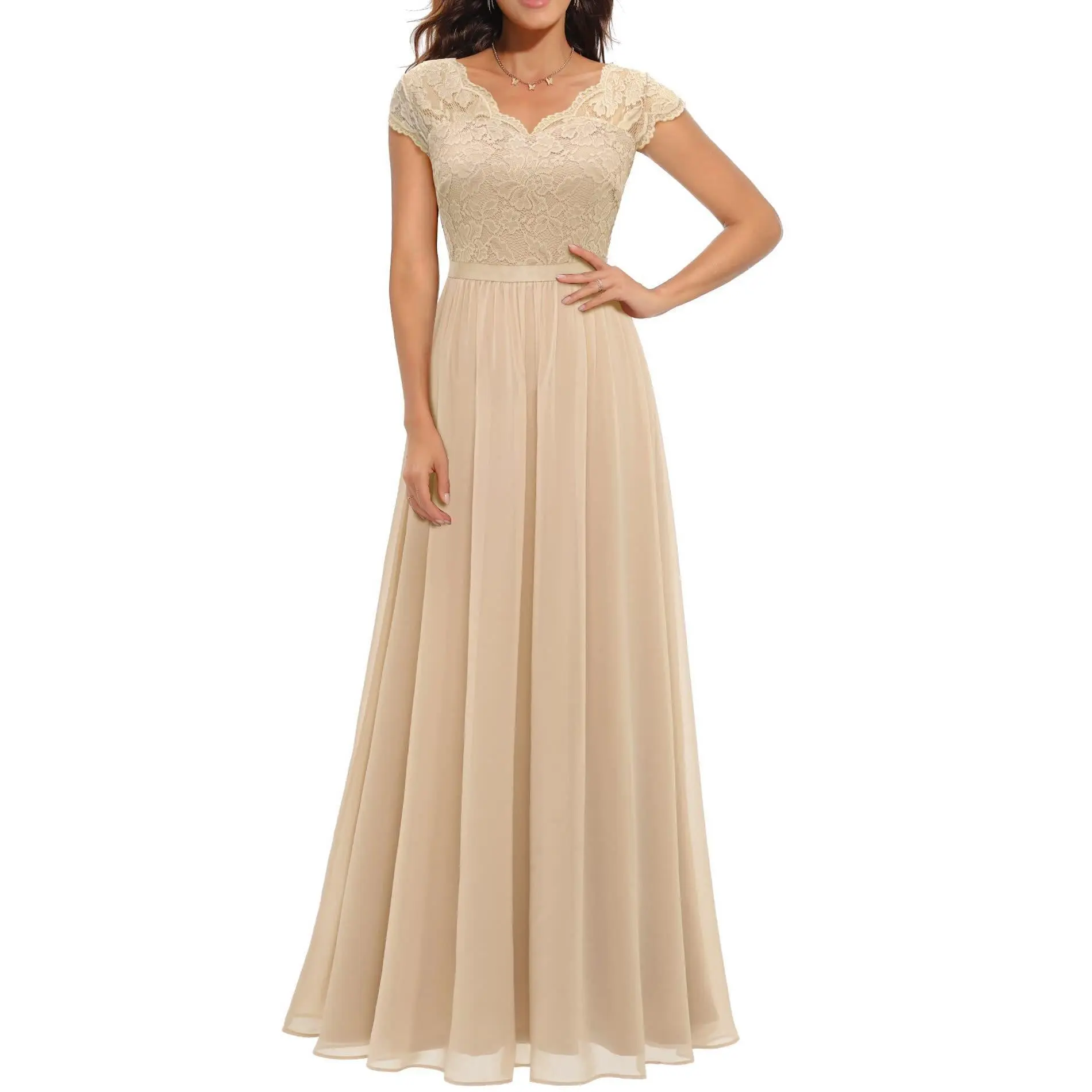 Short sleeved champagne color
