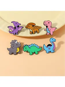 1pc Creative Cartoon Dinosaur Children's Brooch Student Clothes Schoolbag Accessories Alloy Oil-Drip Spur Stitch