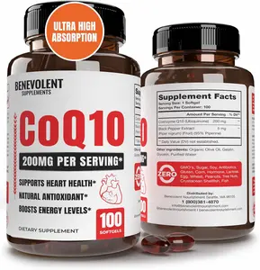 Premium CoQ10 200mg Softgels, Coenzyme Q10 Supplement with Enhanced Absorption, Antioxidant Formula for Heart Health, Energy Production & Healthy Aging, Non-GMO, 100 Count Healthcare Fitness