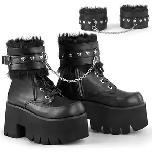 Demonia Ashes-57 Black Vegan Leather Ankle Boots