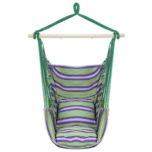 【Summervibes】Hammock Chair Hanging Chair, Large Swing Chair with 2 Cushions and Anti-slip Spreader Bar, for Indoor Outdoor Bedroom Patio Porch Yard