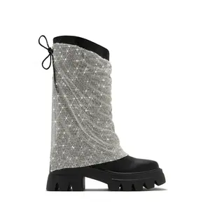 Festival Girl Era Embellished Chunky Platform Boots - Black