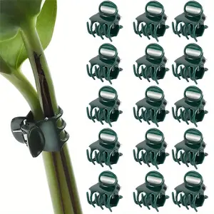 100Pcs Plastic Garden Clip, Dark Green Vine Support Bundle, Plant Clips, Phalaenopsis Graft Orchid Stem Clip, Gardening Tool, Grow Upright