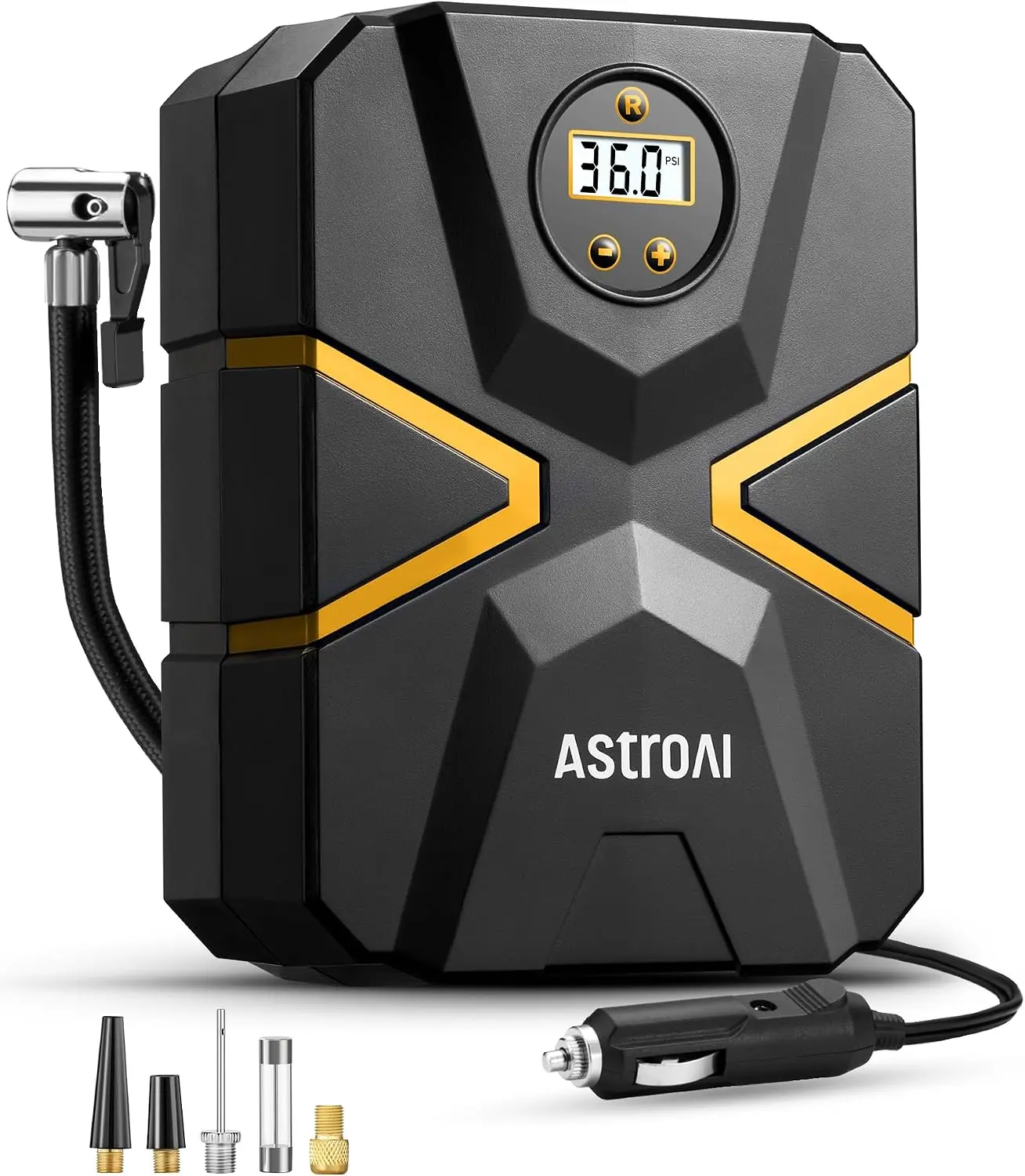 AstroAI S1 Tire Inflator Portable Air Compressor 12V DC with Digital Gauge | Preset Pressure Auto Shut-Off LED Light Fast Inflation, 150 PSI Compact Air Pump for Car Tires, Motorcycles, Bikes, Balls