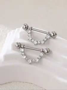 Stainless Steel Nipple Rings Set, 2 Piece Body Jewelry Kit for Men & Women, Perfect Piercing Chain Accessories for Parties