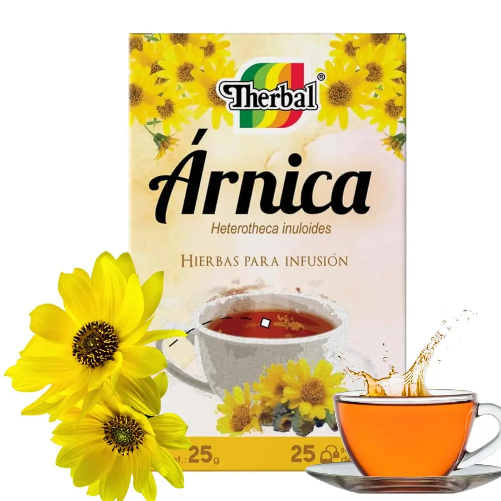 Therbal Árnica Herbal Tea – 25 Tea Bags – 100% Natural Infusion – Caffeine-Free – Heterotheca Inuloides – Aromatic Herbal Blend