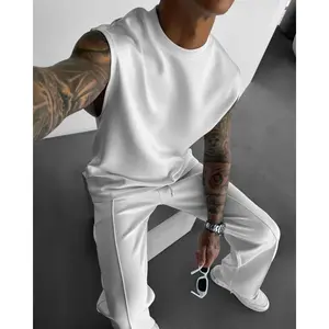 New summer sleeveless sports suit 2025 men's casual solid color trousers men's clothing vest 2-piece set