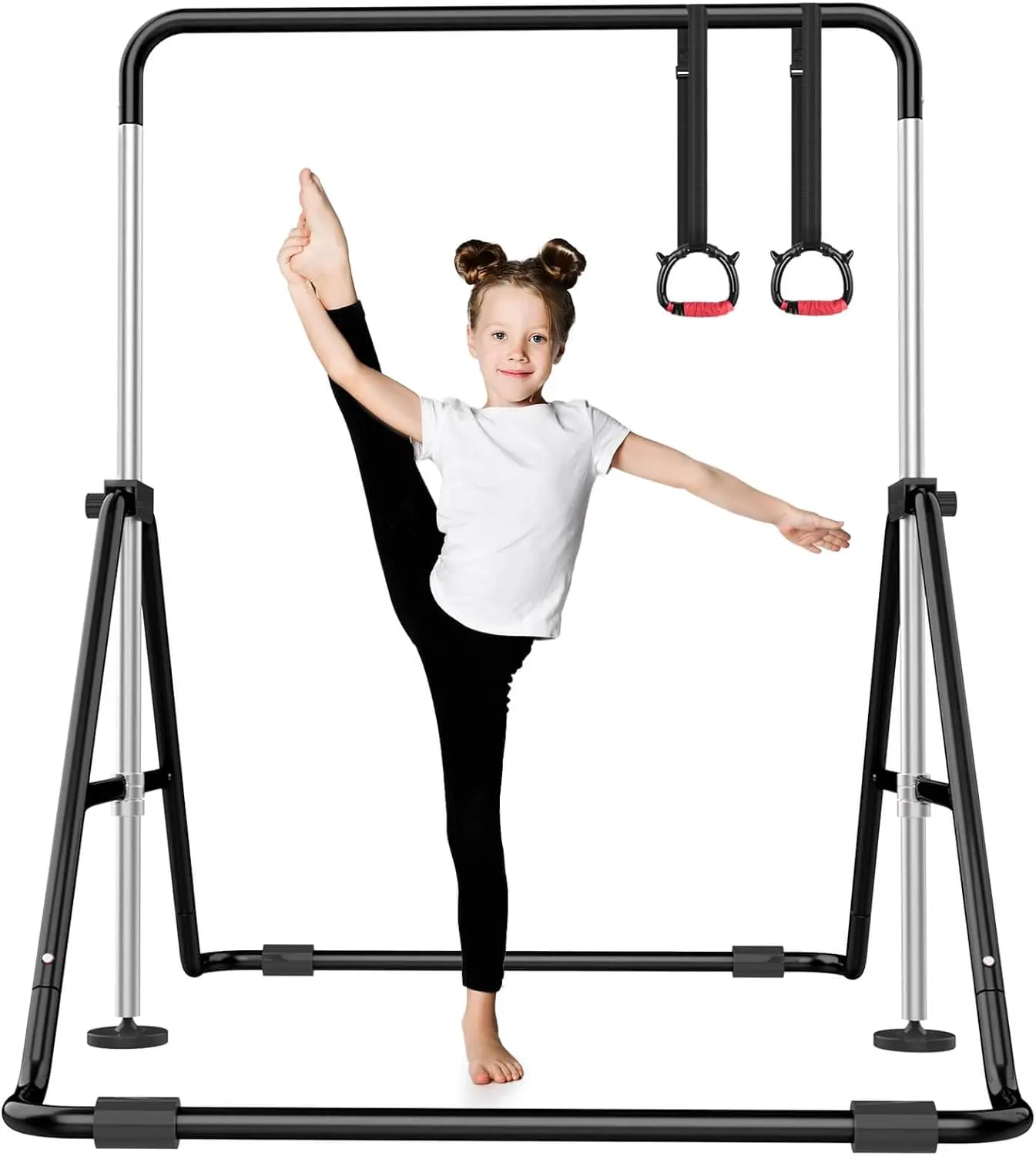 Foldable Gymnastics Bar, 5-Height Adjustable Gymnastic Bars for  at ,Robust &  for Indoor/Outdoor Using,Weight Limit 140LBS