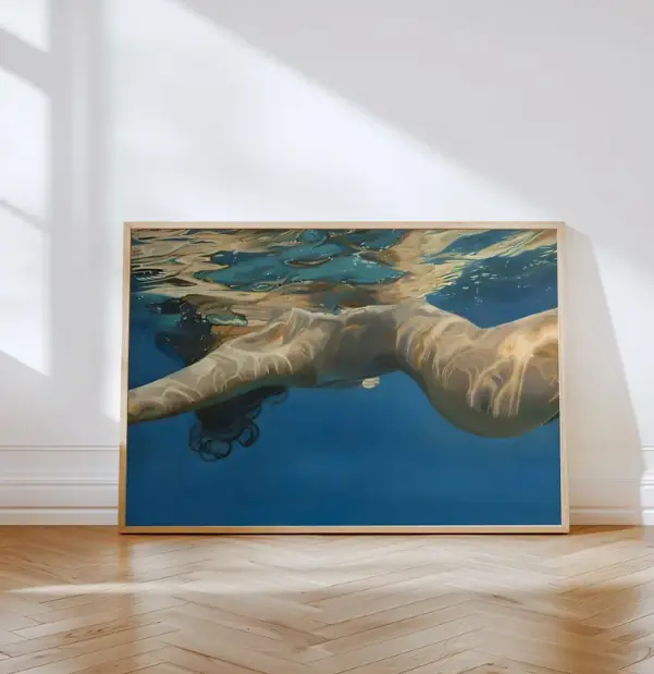 Underwater Woman Wall Art Print , Ethereal Feminine Portrait Poster, Dreamy Ophelia Inspired Art , Romantic Moody Decor , Boho Room Decor [ NO FRAME ]