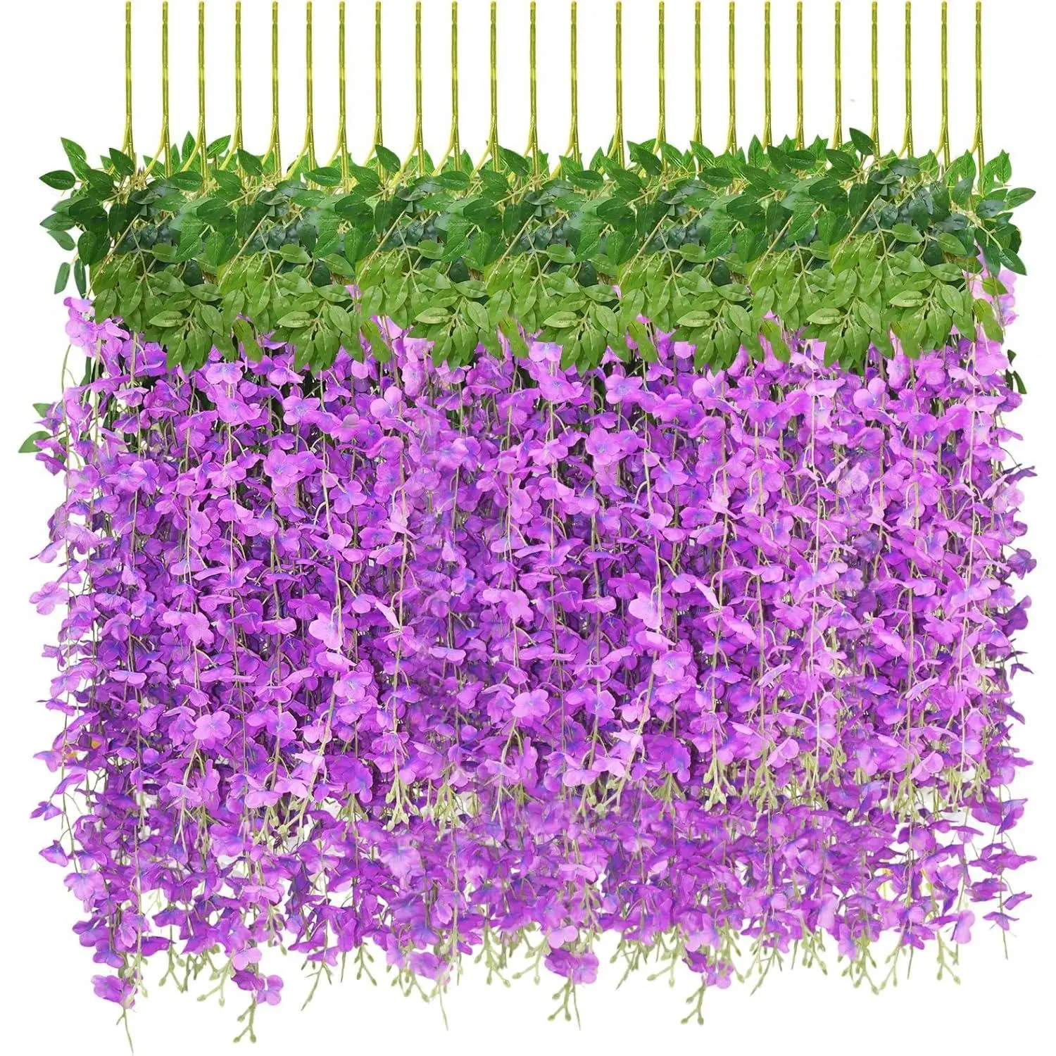 24/48 PCS Wisteria Hanging Flowers, 3.6ft Fake Wisteria Vines Artificial Wisteria Garland Silk Flower String for Wedding Arch Garden Party Home Ceiling Wall Backdrop Tent Decoration day home deco