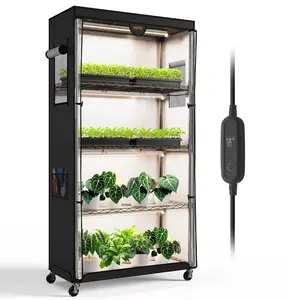 Bstrip 5-Tier Indoor Greenhouse with Grow Lights, 59" Plant Stand Tent with Full Spectrum LED Strips & Timer