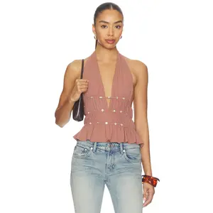 superdown Ramona Halter Top in Brown