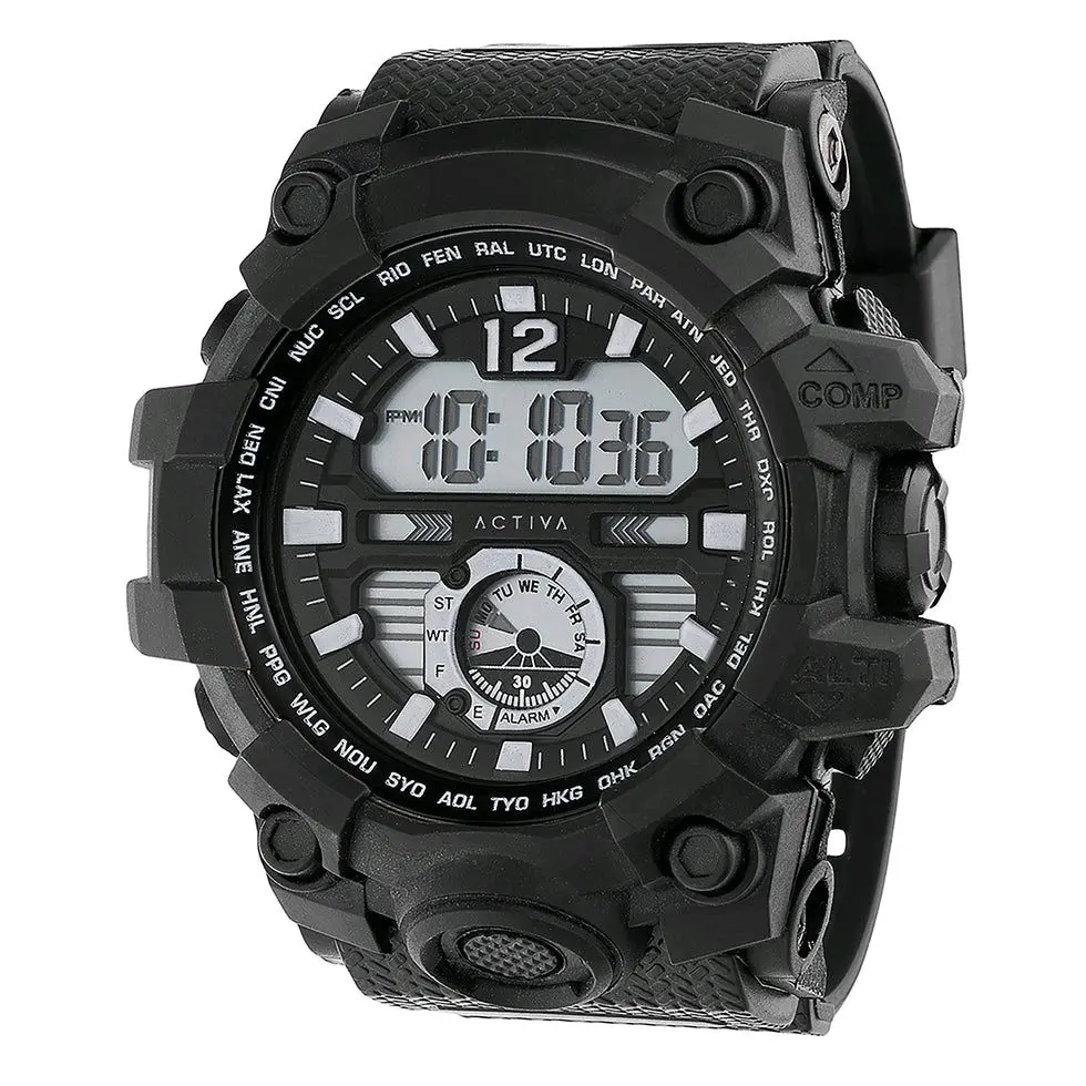 Men's Activa X Invicta Digital Fashion Watch - 52mm Rounded Face, Bold Look, Digital Readout, Single Unit (ACW432-005), Black
