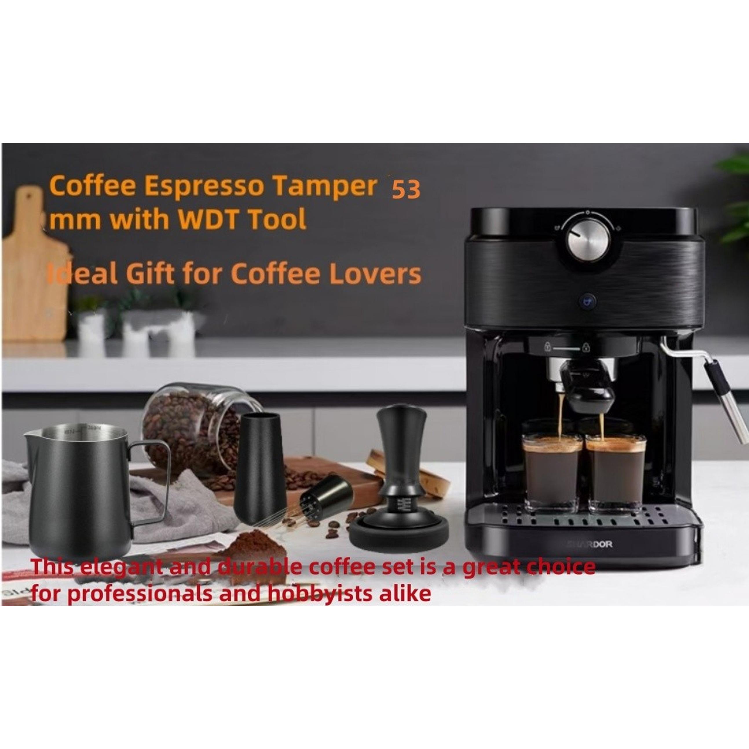 22 PCS 53mm Espresso Accessories Kit Barista Tamper Set with Frothing Pitcher WDT Tool Stirrer Tamper Mat Coffee Stencils Latte Art Pen