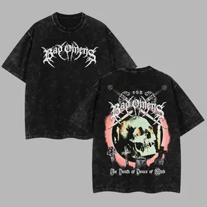 [Moshroom] Bad Omens The Death Of Peace Of Mind Oversize Lightweight Acid Washed Tee Hoodie Rock Music Metal Gothic Punk Emo Grunge Post-hardcore Graphic Design Top Cotton Streetwear Game T-Shirt Crewneck Clothes Menswear Womenswear