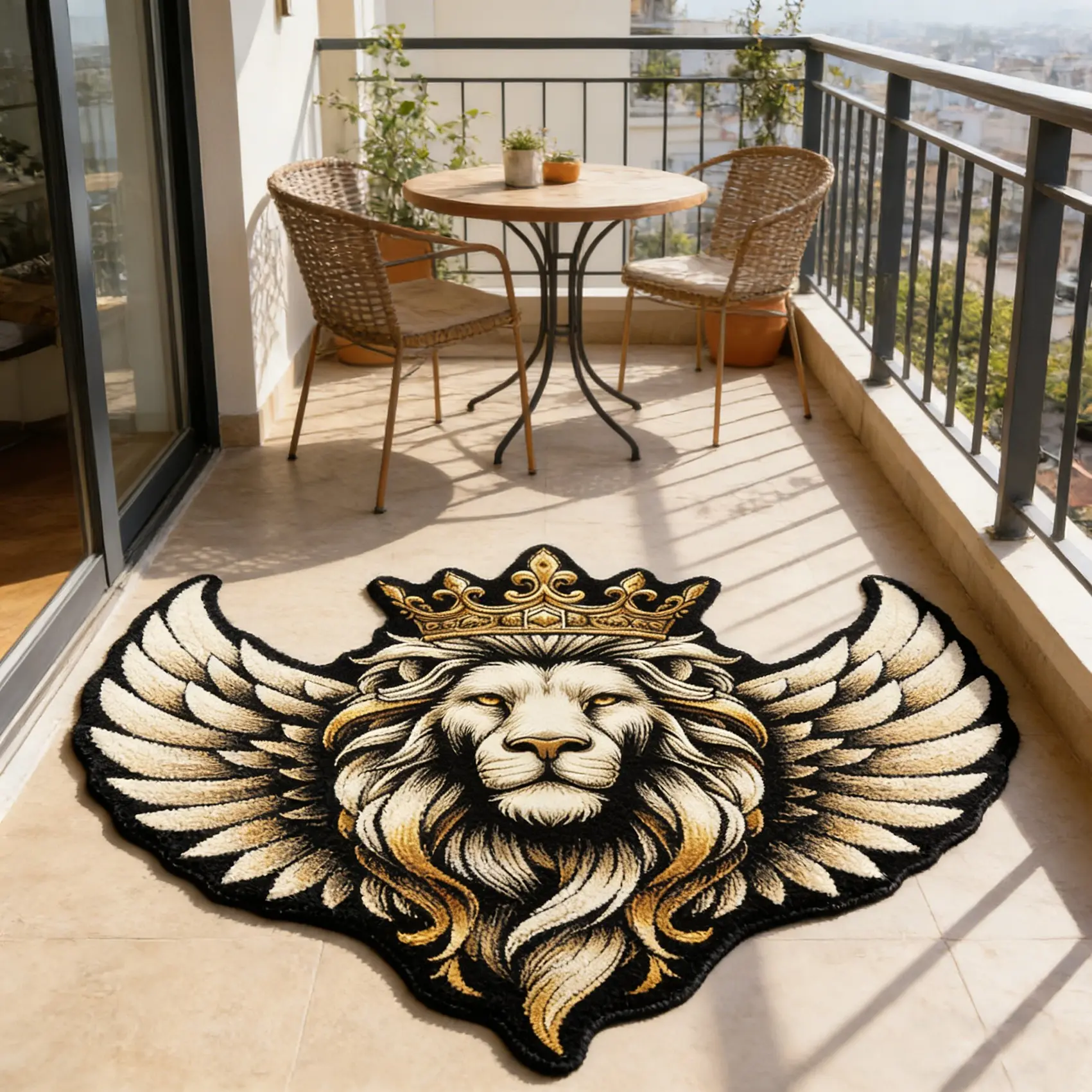 Crown Lion King Alien Carpet Black and Gold Color Block Tufted Floor Mat Anti-Slip Durable Decorative Rug for Living Room and Study Room with Majestic King Atmosphere Decor Suitable for Ins Style / Light Luxury Retro Home Decor Home Decorative Rugs