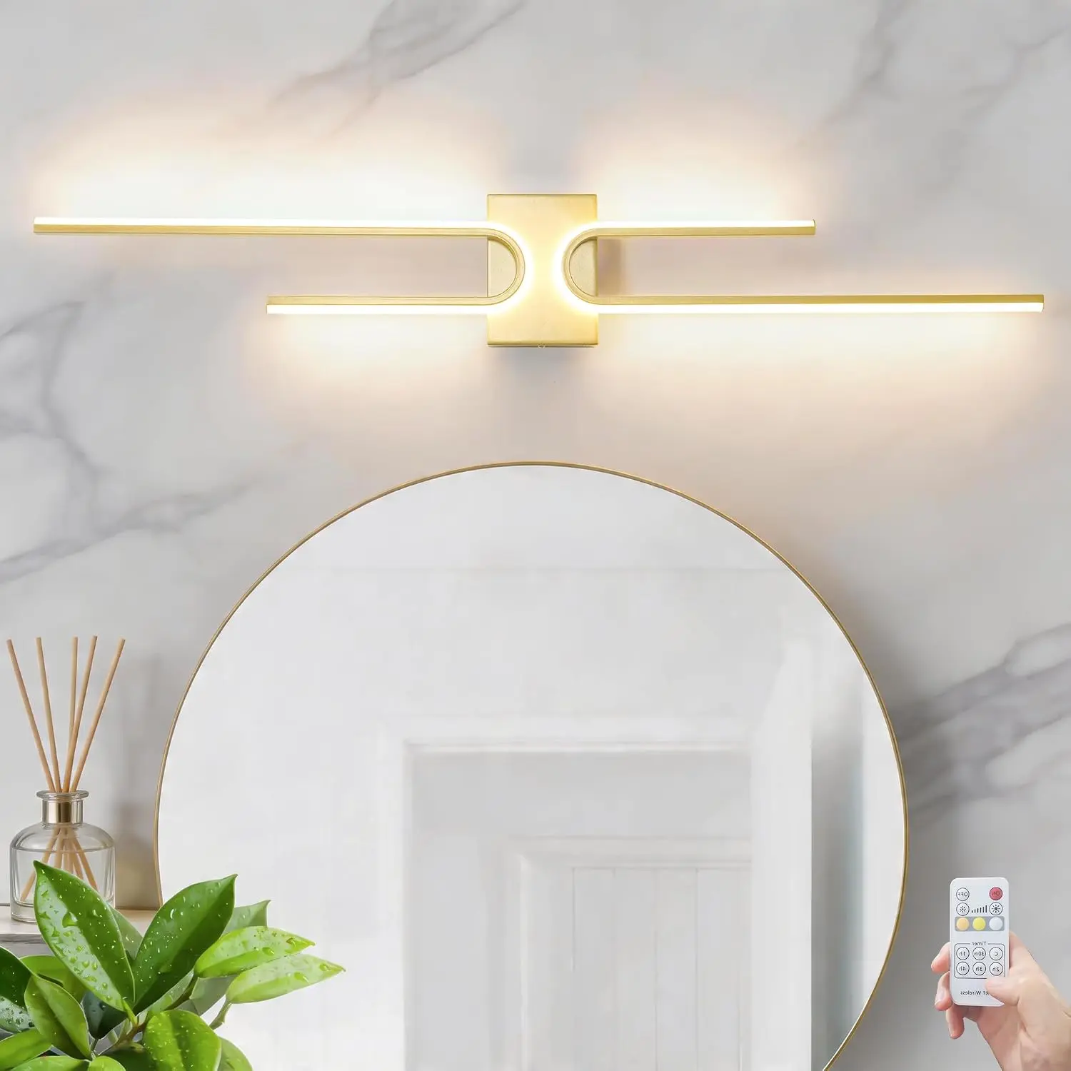 39.17in Modern LED Bathroom Vanity Light Fixture - Over Mirror, 3CCT Dimmable Wall Sconce with Remote Control for Bathroom, Bedroom