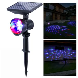 Outdoor solar powered color rotating floodlight, IP55 waterproof landscape light, garden light, grounding plug light, suitable for sidewalks, terraces, swimming pools, villas, parks, lanes, hotels, courtyards, Christmas, weddings, party festivals star