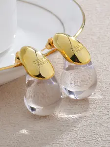 Summer Copper Plated 22k Transparent Resin Water Drop Earrings, Simple Versatile Fashion Statement Jewelry for All Seasons, Stud Earrings, Tear Drop Earring, Studs Earrings