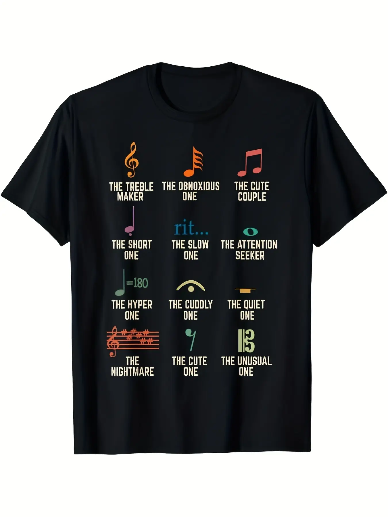 Definition of Musical Notes Symbol - Humorous Musi unisex soft cotton short sleeve t shirt, vintage graphic casual tee for men women teens, perfect birthday holiday gift for camping travel gym daily street  wear