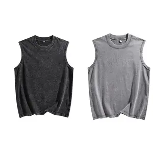 Men’s Fashion Vest Set, 2 Pieces — Solid Color, Regular Fit, Basic Style, Washed Cotton, Suitable for Outdoor and Casual Wear, Sleeveless, Menswear