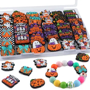 30pcs boxed Halloween Halloween Halloween atmosphere Halloween Pumpkin Ghost and other style combinations are suitable for DIY jewelry making - creative keychains, bracelets, earrings, fashionable lanyards, mobile phone pendants, handicrafts, pen beads