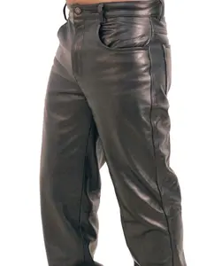 JAMIN LEATHER® Grade-A Soft Cowhide Leather Pants for Men MP500 Black 5 Pocket Design with Nylon Lining & YKK Zipper Menswear