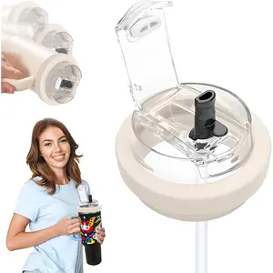 40oz Tumbler Lid Replacement - Leak-Proof, Spill-Proof with Dust Cover, Compatible with  Quencher 40oz,  Lid for Travel & Daily Use (Cream 40 oz cup lid)