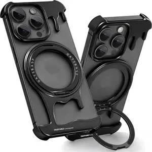 Aluminum Alloy Frameless Case For iPhone 16 Pro Max 13 14 15 Pro Max Plus For Magsafe Magnetic Metal Holder Shockproof Cover