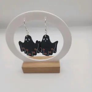 Halloween Earrings 2 - Spooky Ghost Designs Lightweight 1 1/2 Inch Hook Earrings for Festive Halloween Looks