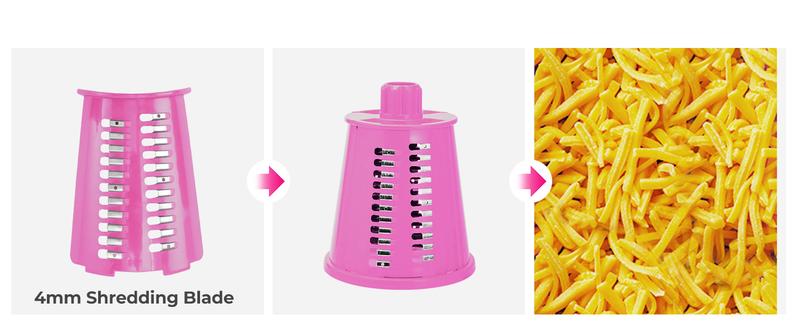 SUSTEAS Rotating Food Grater Chopper with Handle, with 5 Well-Designed Blades and Strong Suction Cup Base, Comes with 1 Blade Storage Box Vegetable Cutting Slicer Vegetable Slicer Dicer Kitchen Utensils Vegetable Fruit Cutter