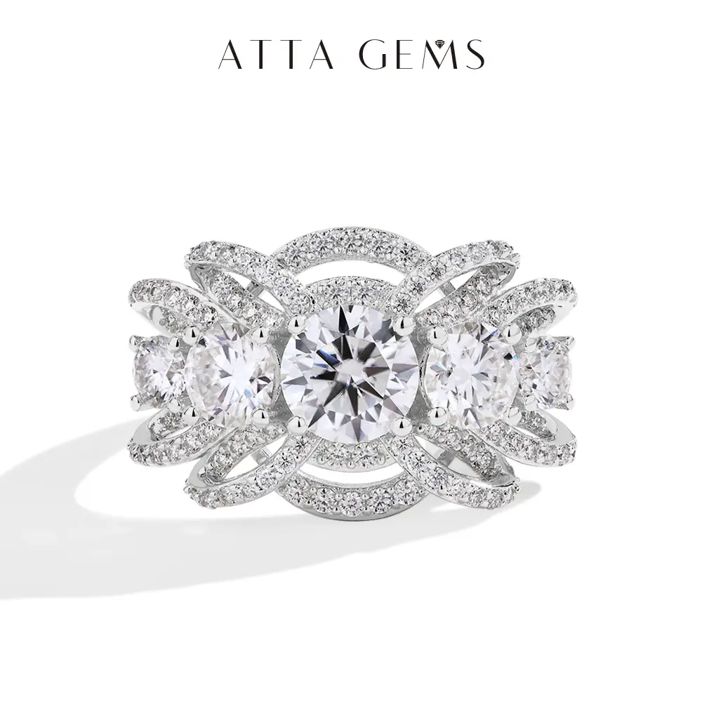 Sparkling Round Shape D VVS1 Synthetic Moissanite Ring for Women Engagement Wedding Jewelry R195