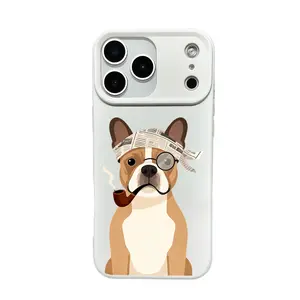 Cute Mature French Bulldog Smoking Pattern Matte Anti-drop Phone Case,,for iPhone XS 11 12 13 14 15 16 17 Pro Max Plus Air E,Protector for Men Woman Cute Christmas Gift.