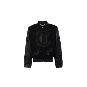 Oklahoma City Thunder Wool & Leather Old English Varsity Jacket "Black / Black" NBA OKL THU 102