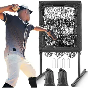 Pitching Net,9 Hole Baseball Pitching Net with Strike Zone,Height Adjustable Softball Net for Pitching,Throwing,Hitting Accuracy,Baseball Pitching Target with Sandbags,Ground Stakes