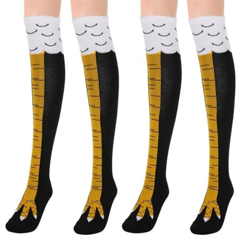 Cute Textured Novelty Socks, 3 Packs of Unisex Funny Chicken Leg Hosiery, Non-Slip Expandable Elastic Wear for Parties & Festivals, Cute Textured Socks, Knee Socks, Graphic
