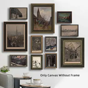 Vintage Architecture Pattern Canvas Painting without Frame, Unframed Art Print, 11pcs/set Simple Retro Wall Art Poster, Wall Art Decor for Home Living Room Bedroom Office, Home Decor Collection