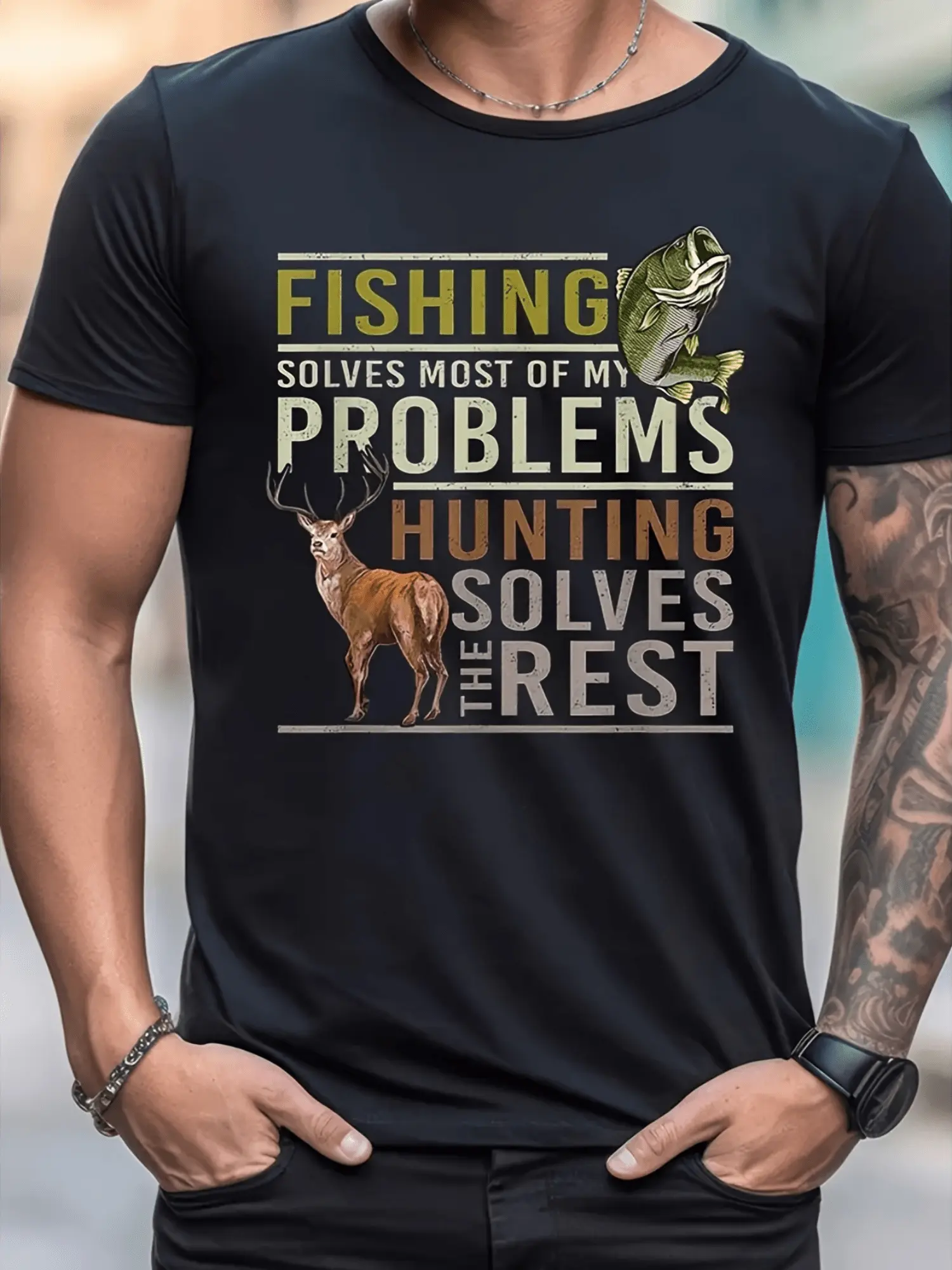 Discover Stylish MenS Fishing Hunting TShirt Featuring Humorous Slogan Lightweight Comfortable Crew Neck Short Sleeve Casual Wear Perfect for Outdoor Adventureing