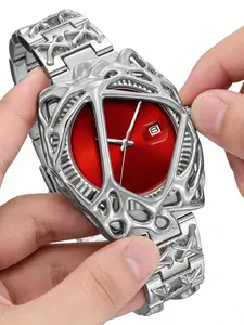 Men's Luxury Quartz Watch, Alloy Case, Round Dial, Calendar Display, Analog Pointer, Punk Style, Casual Fashion, Perfect Gift