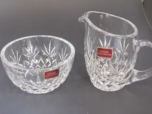Lenox Charleston Cut glass sugar and creamer Crystal Made in USA