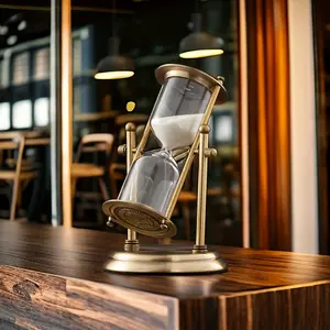 15-Minute Rotating Crown Hourglass Clock, Metal Sand Flow Home Room Decor, No-Electricity Timer for Home & Office, Modern Gift Idea