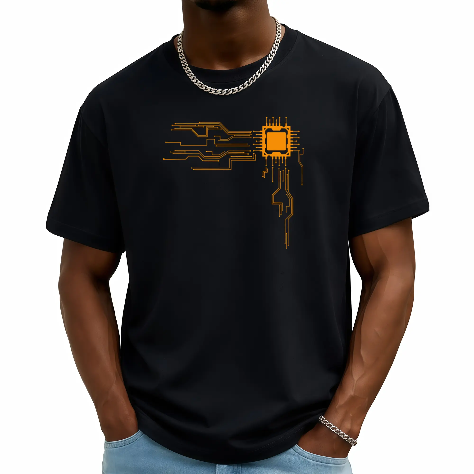 Men's Computer Core Circuit Board T-Shirt - Tech Geek Nerd Gift with Microprocessor & Graphic, Casual Short Sleeve Tech Apparel for Programmers, IT Professionals, Electronics Enthusiasts