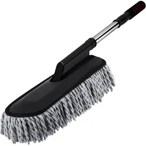1 Pack Microfiber  Duster Exterior Scratch Free with Extendable Handle Soft  Duster Kit for Cleaning Dust Brush Set for Exterior Interior Cleaning Tools (Gray)